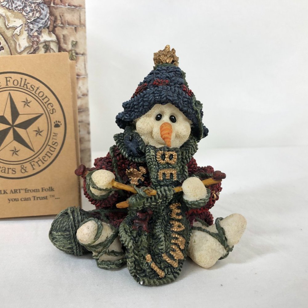 Boyds Bears Wee Folkstone Pearl Too The Knitter 36501-1 Knitting Snowman Yarn  C